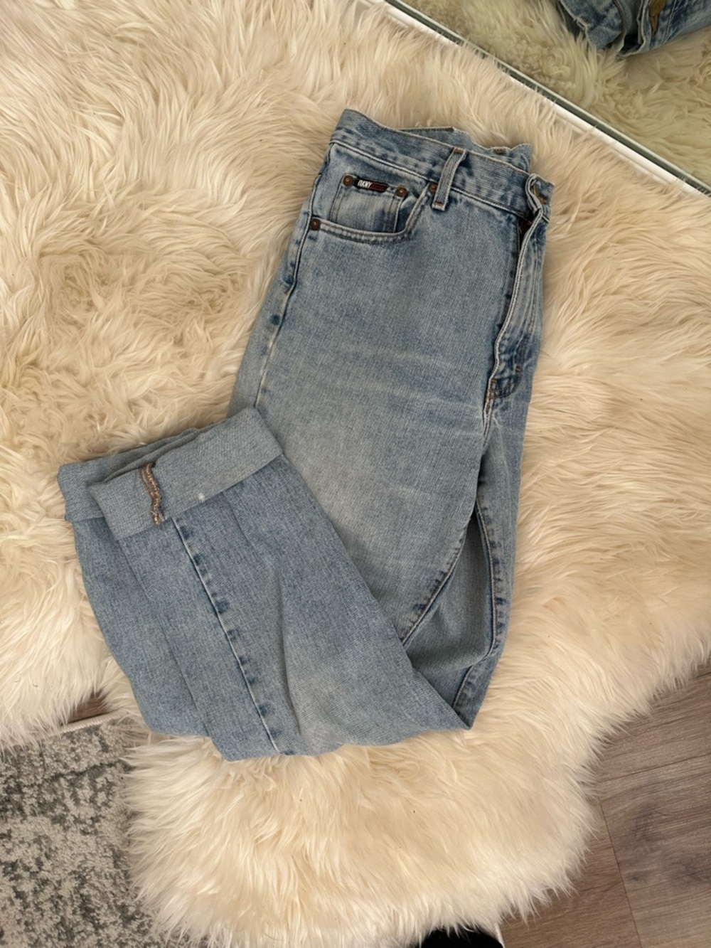DKNY Light Wash High-Rise Straight Jeans - Picture 2 of 2